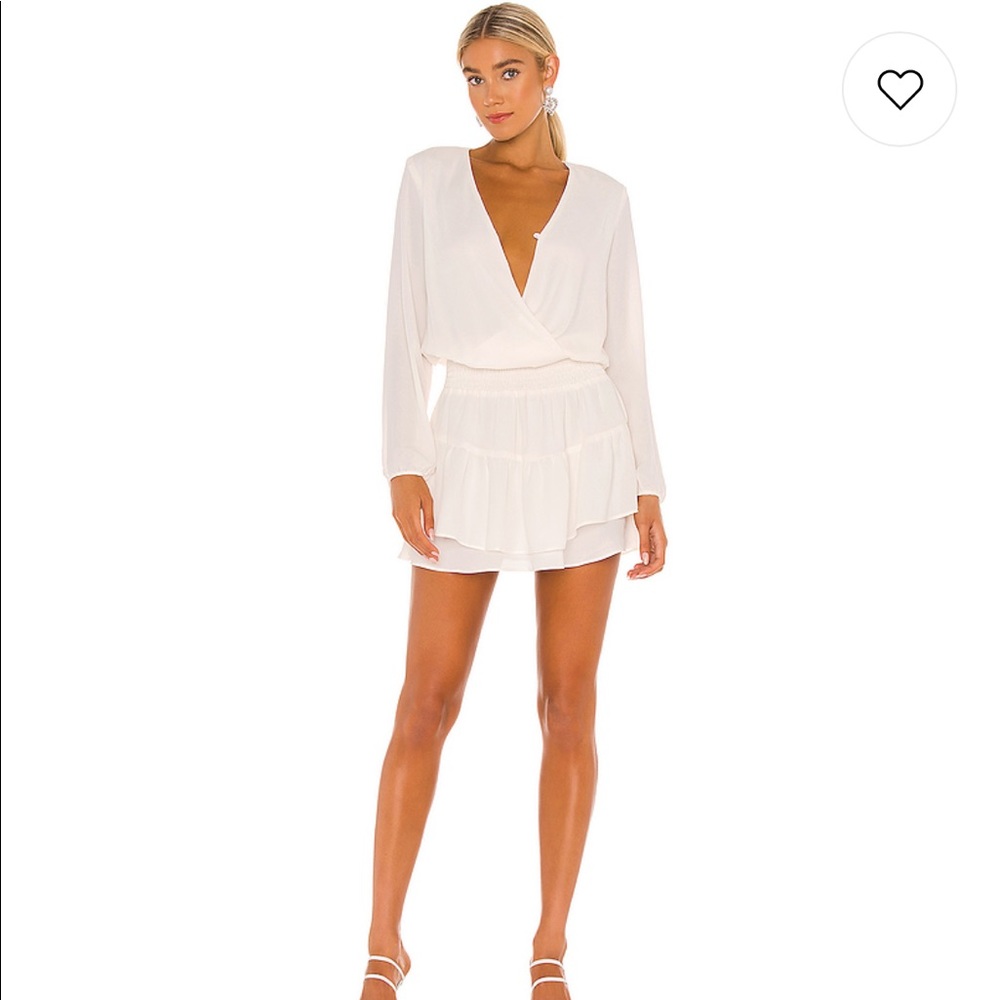 krisa- Smocked Surplice Mini in Cream